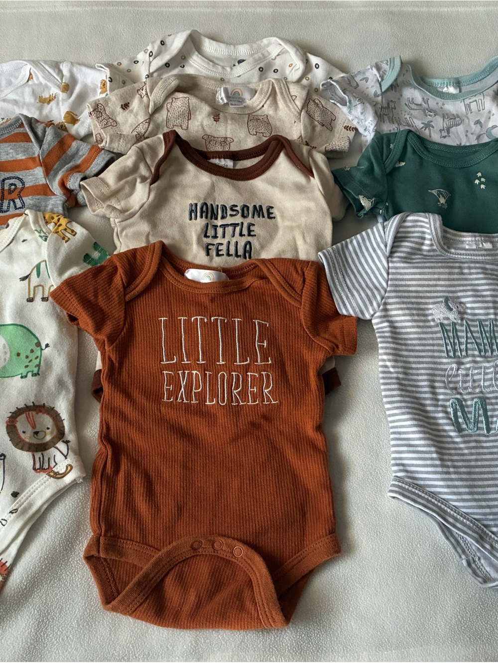 0-3 Month boy clothing lot- Safari Little Explorer Rust Baby One-Piece Bodysuit